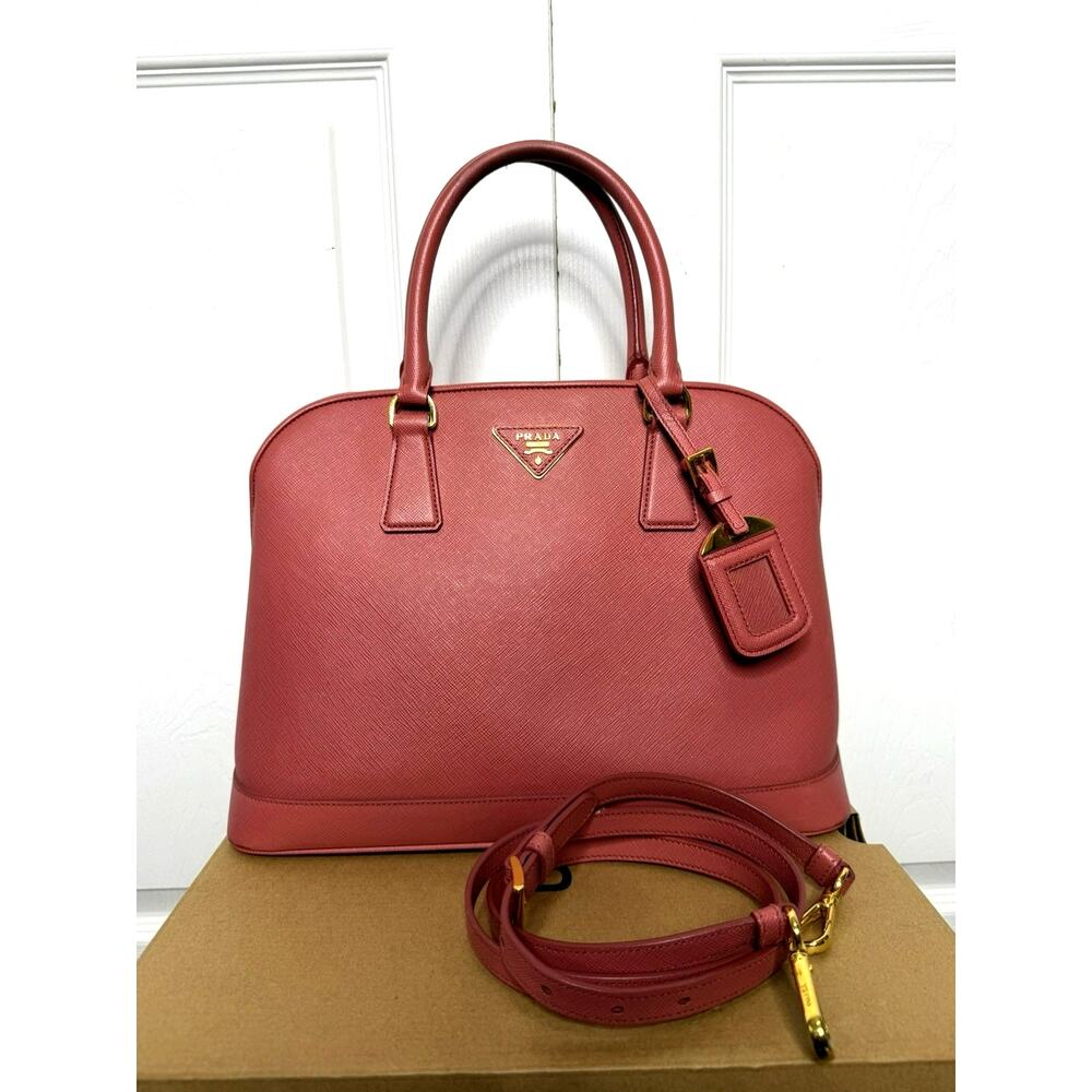 Prada Large Lux Promenade Tote Pink Saffiano Calfskin